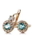 Earrings Aquamarine 14K Rose gold Vintage Jewlery cec003r